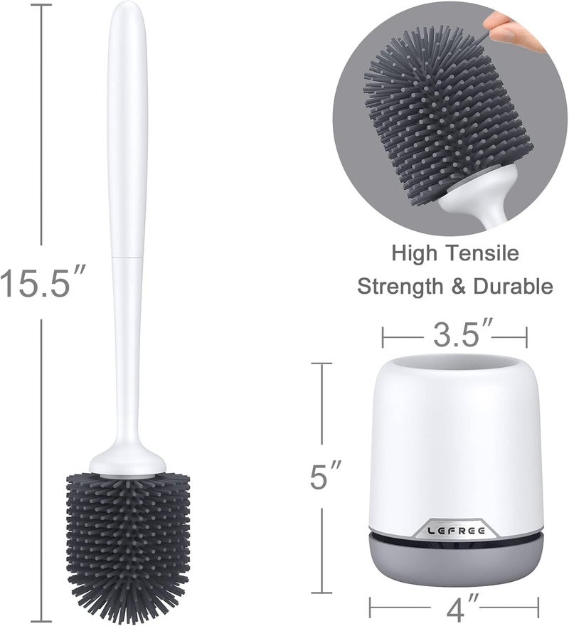 Lefree 2 Pack Silicone Toilet Bowl Brush and Holder Set with Ventilated Holder, Floor Standing & Wall Mounted Toilet Scrubber - Image 3